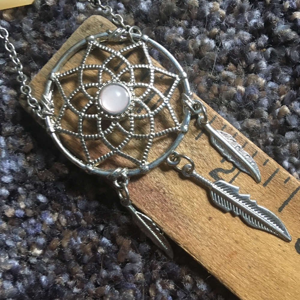 Two Tier Silver Dreamcatcher & Crystal Necklace - Picture 7 of 10